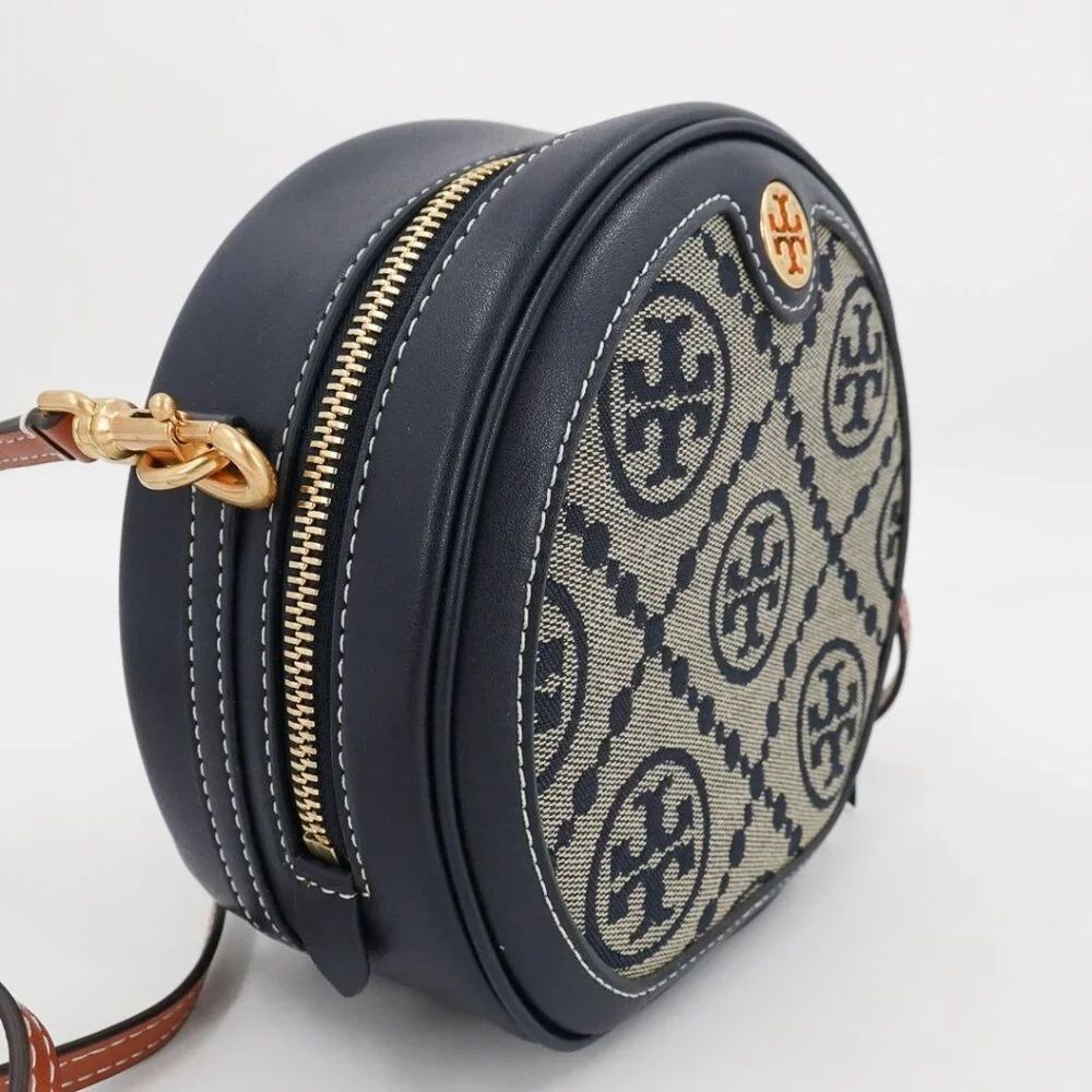 Tory Burch T Monogram Jacquard Moon Crossbody Bag Blue